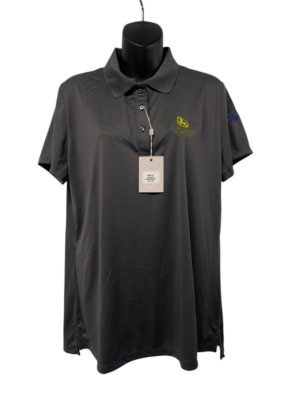 Levelwear John Deere Classic Polo Shirt Men XL Gray Golf Performance NWT